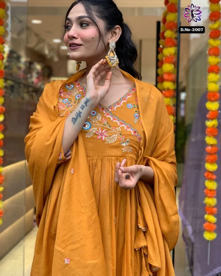 KF 2007 Kalaai Viscose Chanderi Kurti With Bottom Dupatta Orders In India